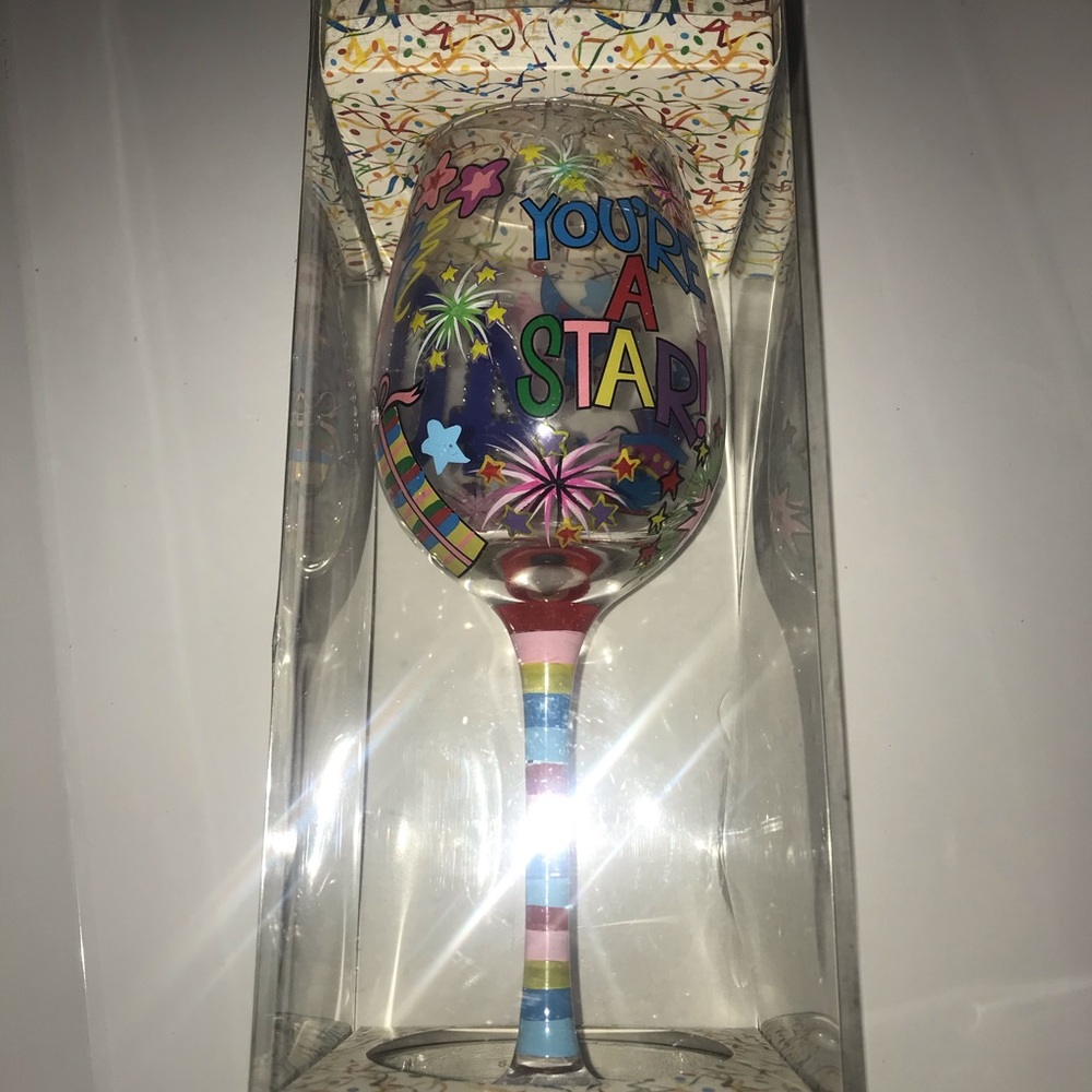 Hand painted 40th Birthday Wineglass